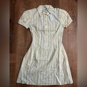 NWT Weworewhat Women's Elle Stripe Mini Shirt Dress Xs Shortbread Yellow